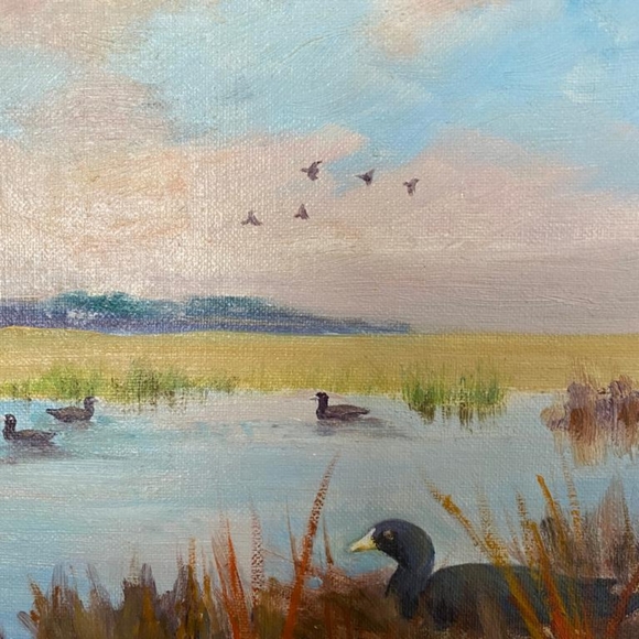 Vintage Rachel Stearns Canvas Painting #974 Mud Hen Nesting - Picture 3 of 9